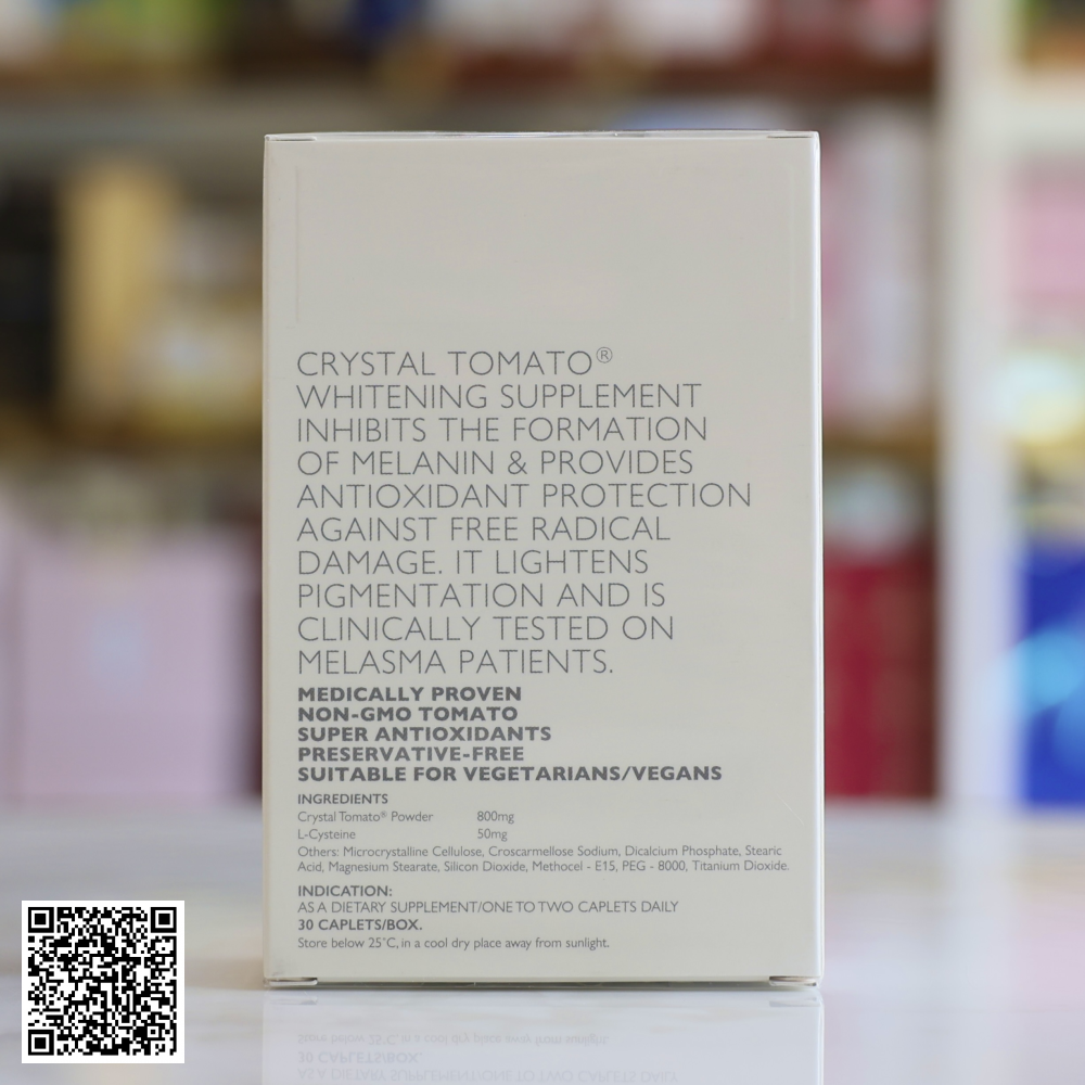 Viên Uống Trắng Da Cà Chua Trắng Crystal Tomato Whitening Supplement Mỹ 30 Viên