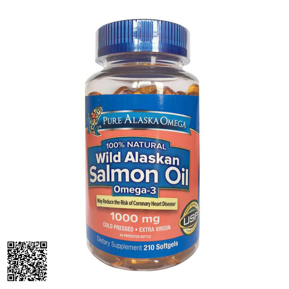 Viên Uống Dầu Cá Hồi Pure Alaska Omega Wild Salmon Oil 1,000mg Của Mỹ 210 Viên