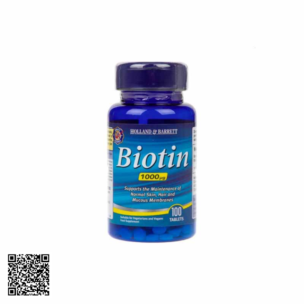 Viên Uống Mọc Tóc Holland And Barret Biotin 1000mg 100 Viên