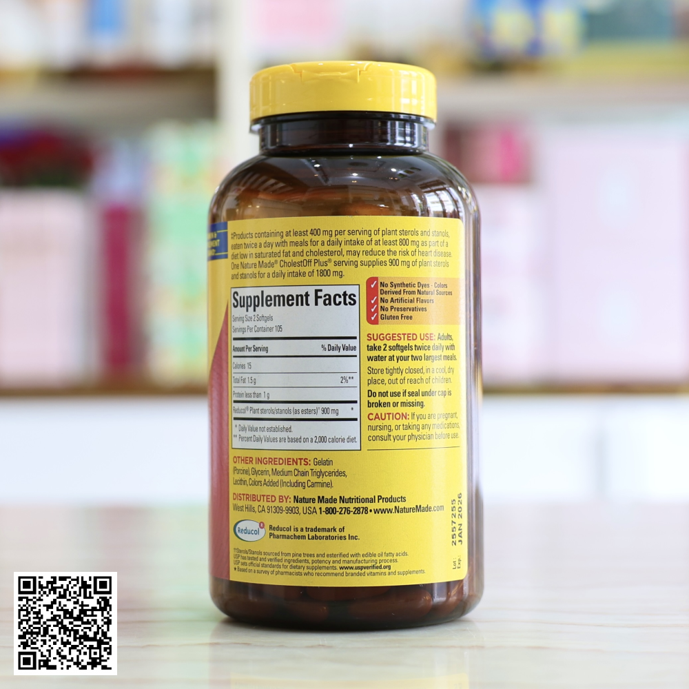 Viên Uống Giảm Cholesterol Nature Made CholestOff Plus Của Mỹ 210 Viên