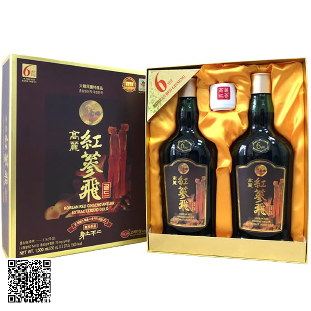 Nước Hồng Sâm Nhung Hươu KGS Korean Red Ginseng Antler Extract Liquid Gold Hàn Quốc (2 chai x 750ml)