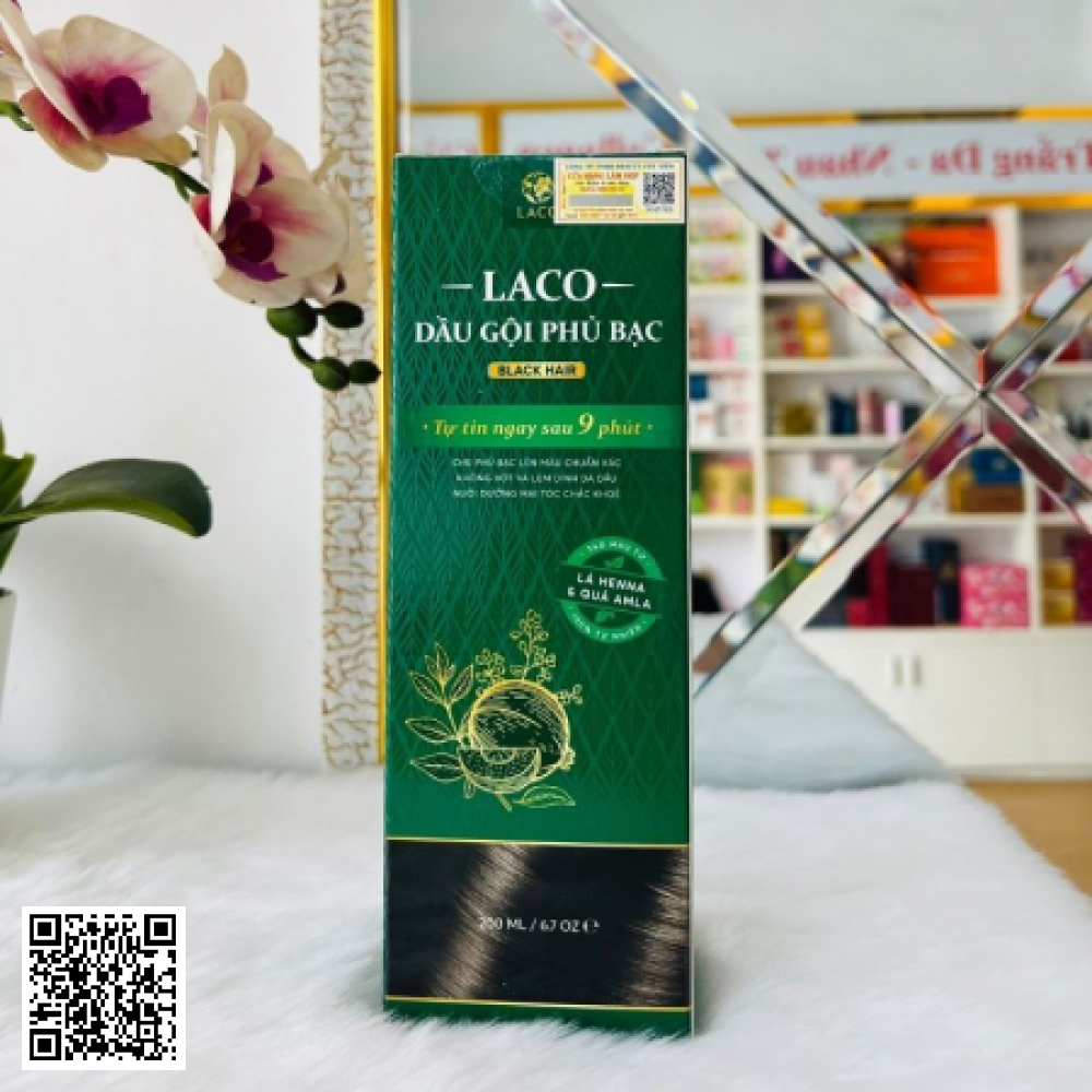 Dầu Gội Phủ Bạc Laco Đen Tóc Tự Nhiên 200ml 