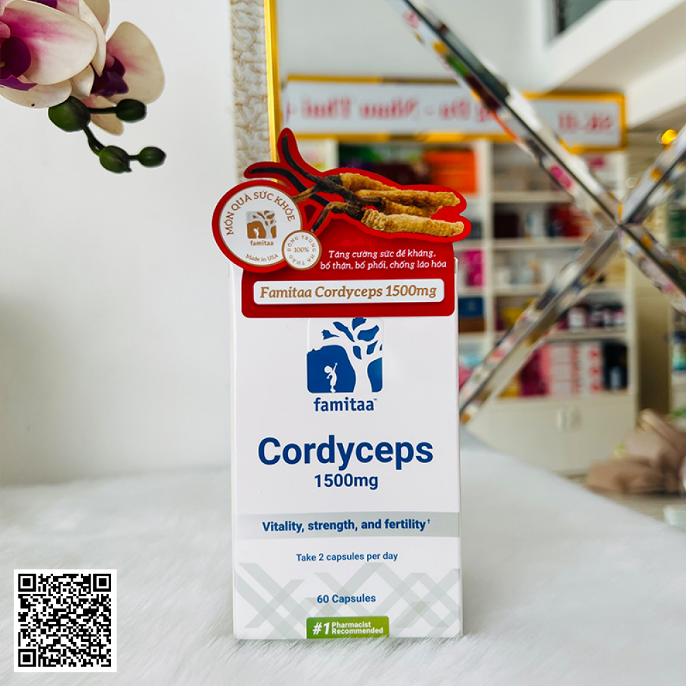 Viên Uống Đông Trùng Hạ Thảo Famitaa Cordyceps 1500mg Của Mỹ 60 Viên