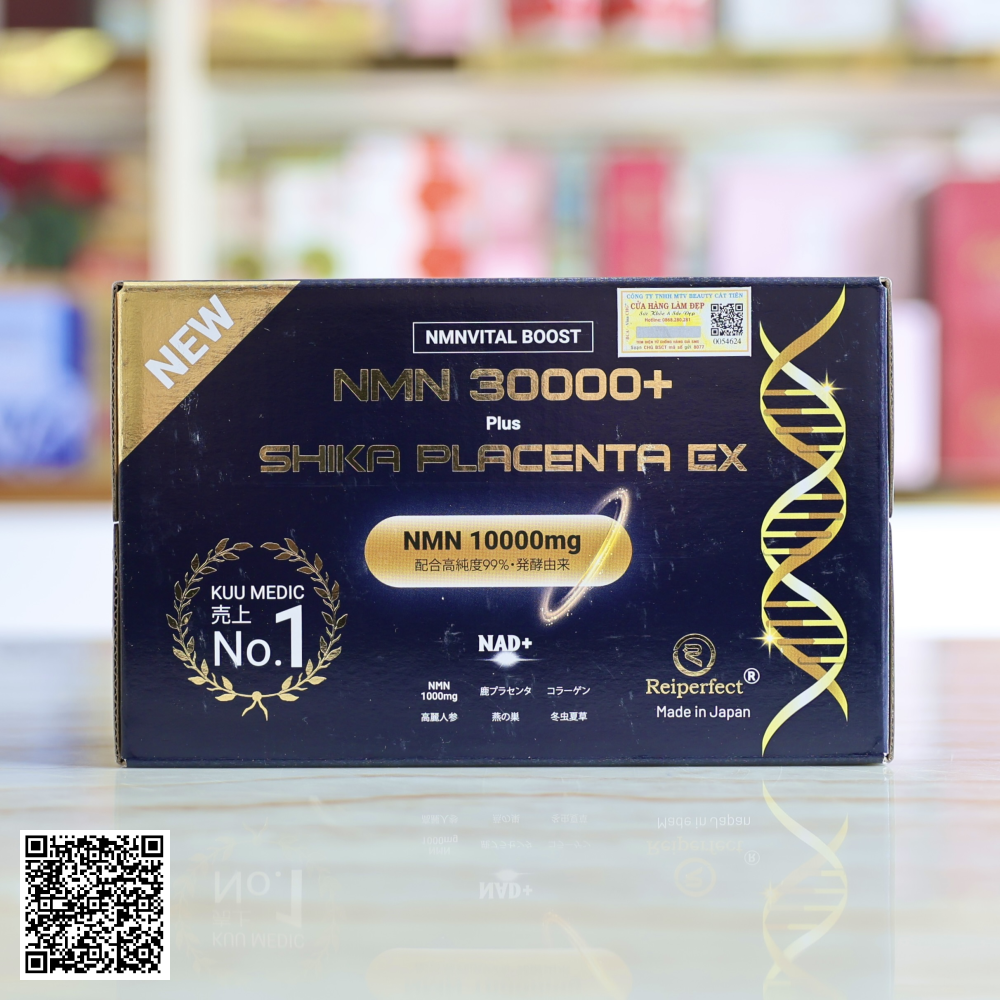 NMN 30000+ Plus Shika Placenta Ex Reiperfect Nước Uống Trẻ Hóa Tế Bào Nhật Bản NMN1000mg Hộp 10 Chai * 50ml 