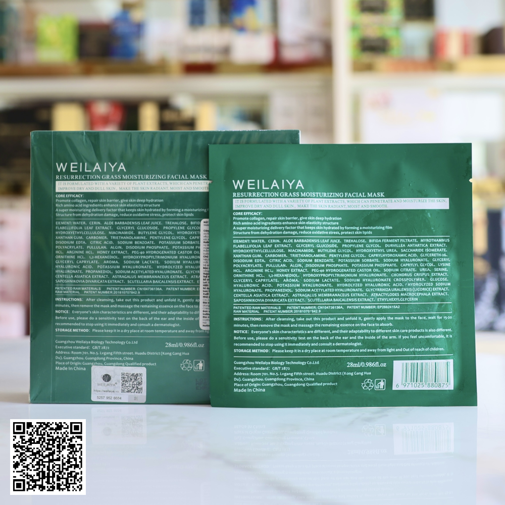 Mặt Nạ Tái Sinh Cỏ vạn Năm Weilaiya Resurrection Grass Moisturizing Facial Mask 10 Miếng/Hộp