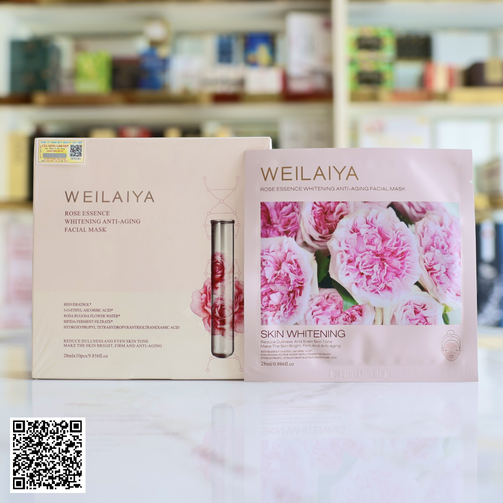 Mặt Nạ Trắng Da Hồng Vạn Cánh Weilaiya Rose Esence Whitening And Anti-aging Facial Mask 10 Miếng/Hộp 