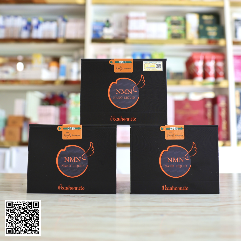 Nước Uống Trẻ Hóa NMN+ Nano Liquid Peauhonnete Nhật Bản Hộp 30ml. x 12 Chai