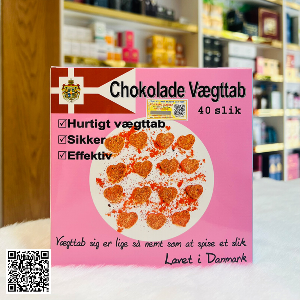 Kẹo Socola Giảm Cân Chokolade Vaegttab Hồng Của Đan Mạch 40 Viên
