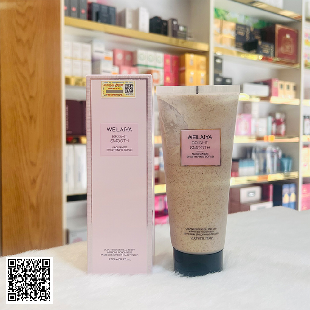Tẩy Da Chết, Ủ Trắng Da Weilaiya Niacinamide Brightening Scrub 200ml