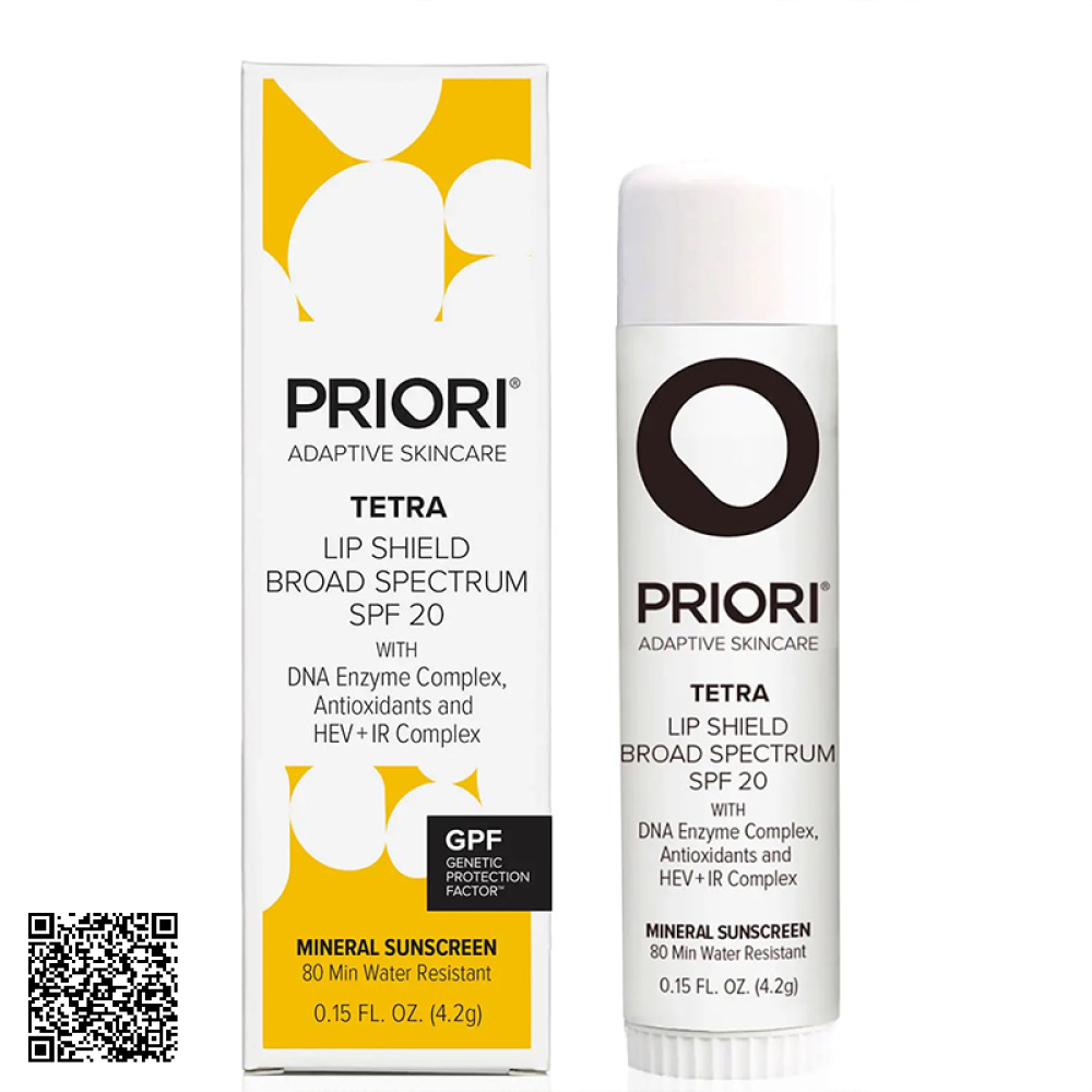 Son Dưỡng Chống Nắng, Hỗ Trợ Ngừa Lão Hóa Cho Môi Priori TETRA Lip Balm SPF 20 Của Mỹ 4.2g