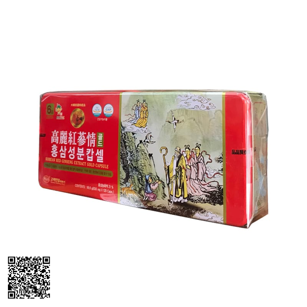 Viên Hồng Sâm Nhung Hươu Linh Chi KGS Korean Red Ginseng Extract Gold Capsule Hộp Thiếc 120 Viên