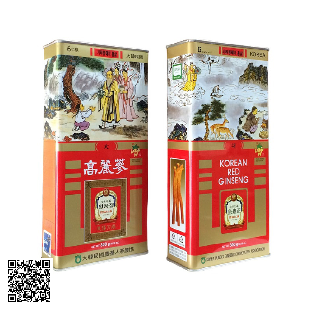 Hồng Sâm Củ Khô KGS Korean Red Ginseng Punggi Hộp Thiếc 300g