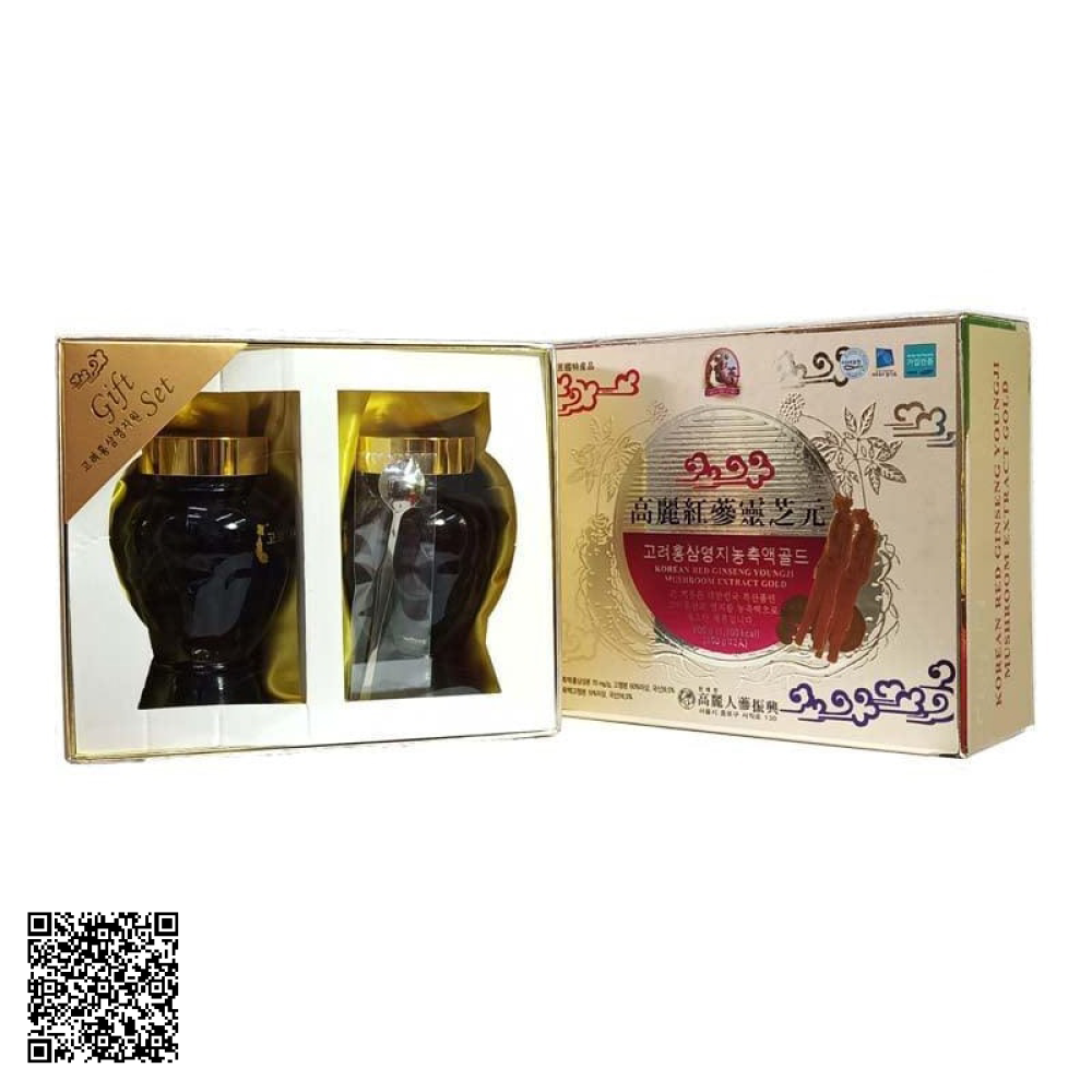 Cao Linh Chi Nhân Sâm Taewoong Food Korean Red Ginseng Youngji Mushroom Extract Gold Hàn Quốc (300g x 2 lọ)