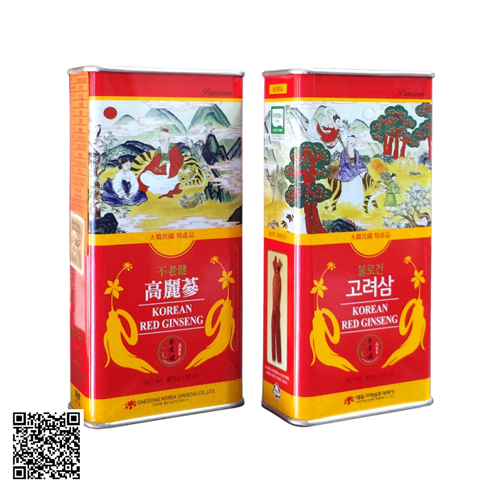 Hồng Sâm Củ Khô Daedong Korean Red Ginseng Hộp Thiếc Của Hàn Quốc 37.5g