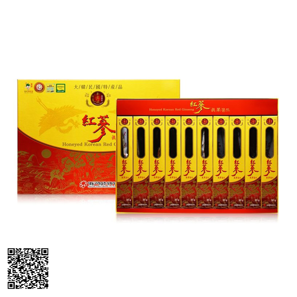Hồng Sâm Củ Tẩm Mật Ong Daedong Honeyed Korean Red Ginseng Của Hàn Quốc (10 củ x 30g)