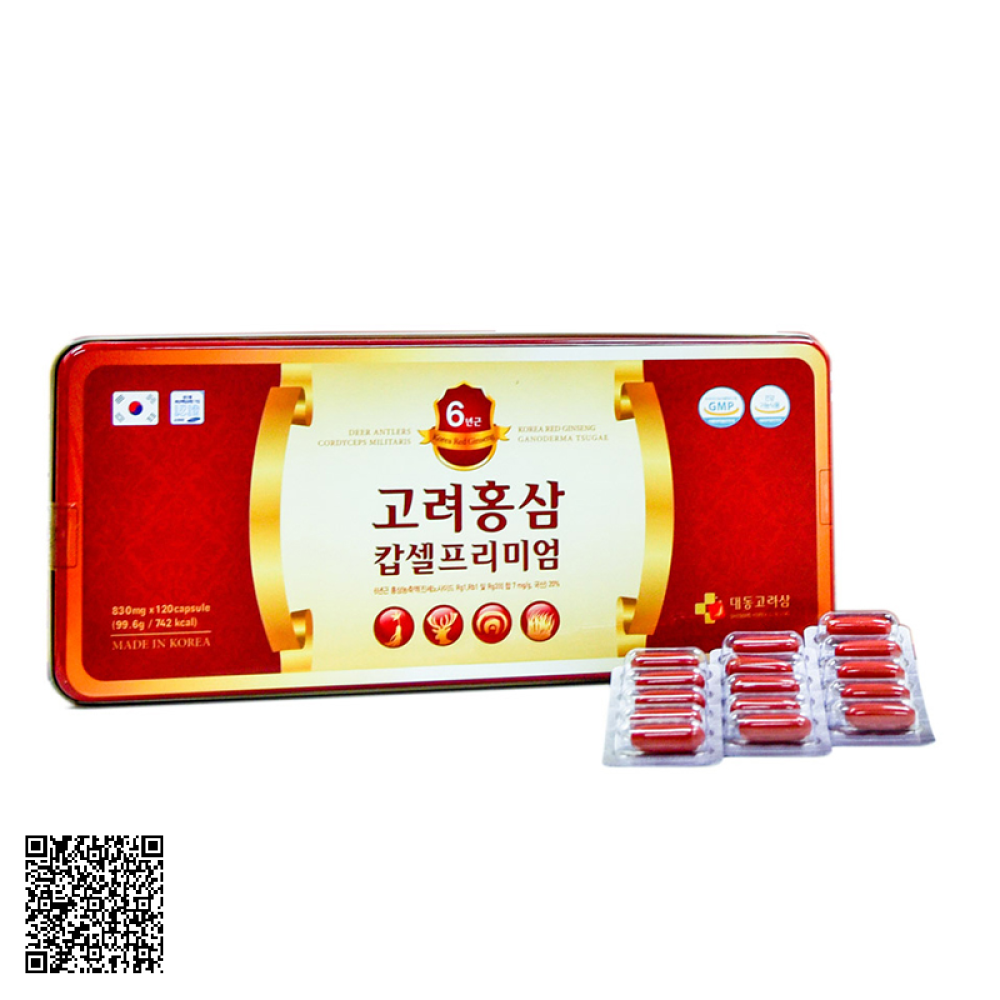 Viên Hồng Sâm Nhung Hươu Linh Chi Đông Trùng Hạ Thảo Daedong Korea Red Ginseng Ganoderma Tsugae 120 Viên