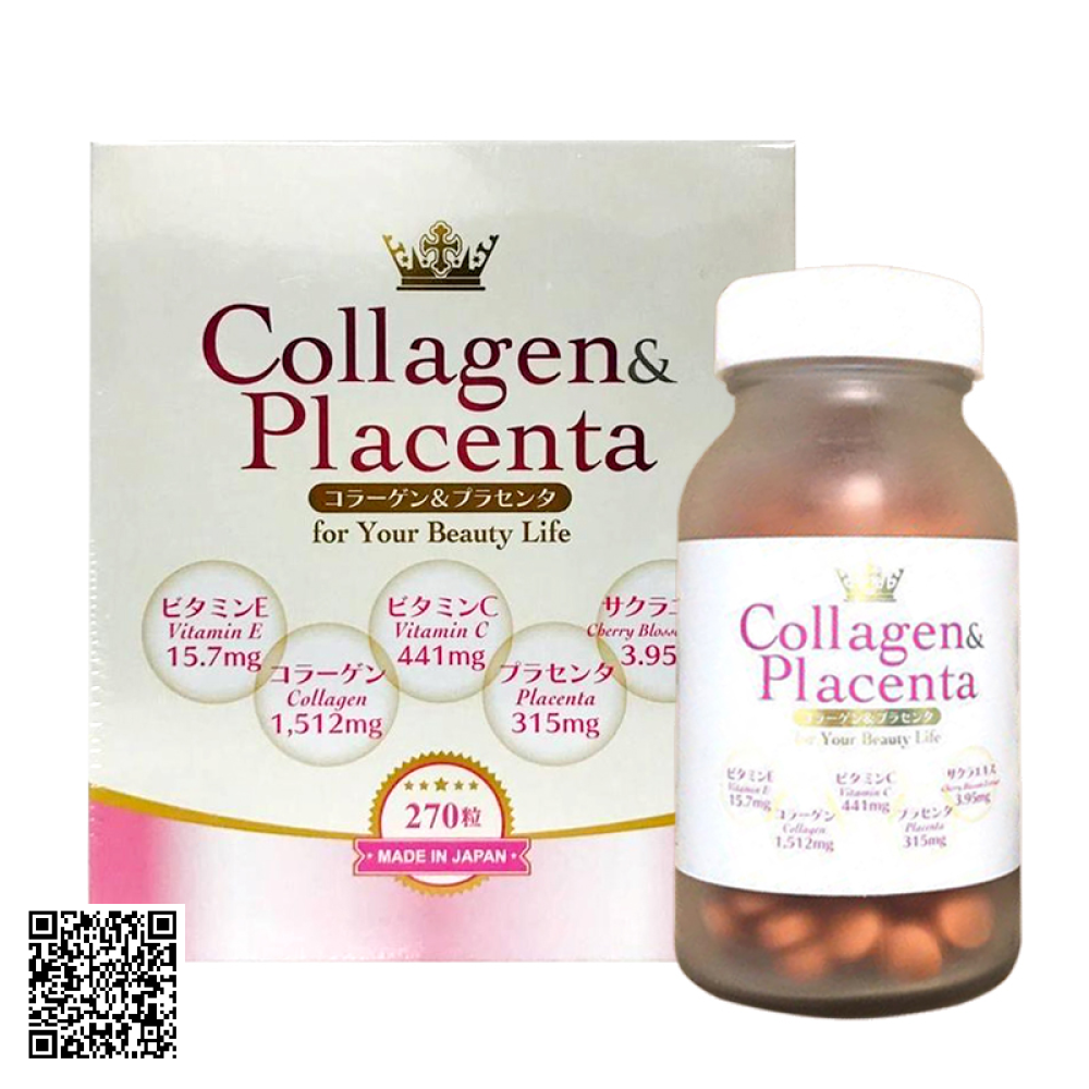 Viên Uống Trắng Da Collagen Placenta 5 in 1 Từ Nhật Bản 270 Viên