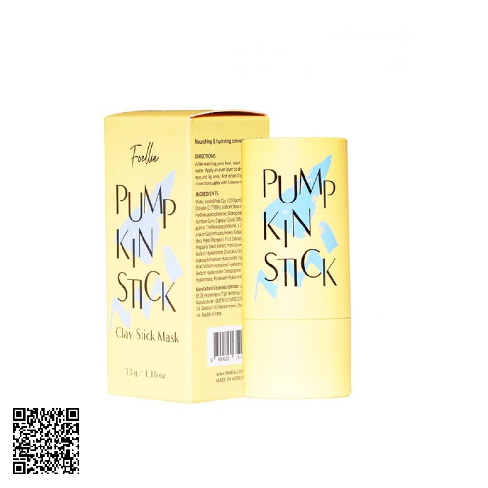 Thanh Lăn Mặt Nạ Đất Sét Foellie Pump Kin Stick Từ Hàn Quốc 33g