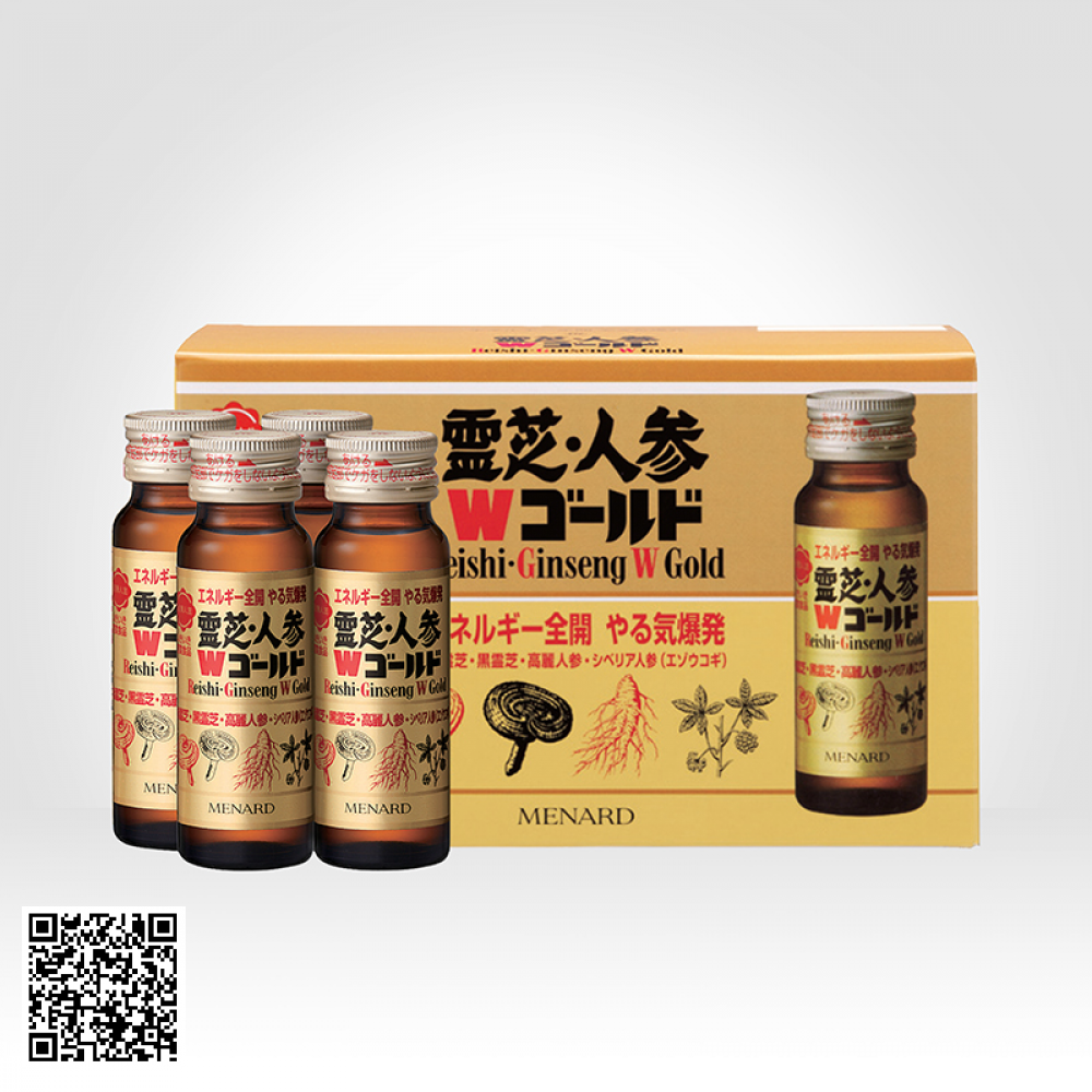 Nước Sâm Linh Chi Tăng Lực Menard Reishi Ginseng W Gold Hộp 10 Lọ