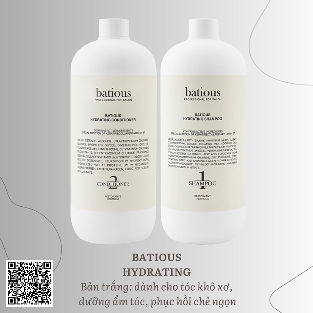 Bộ Gội Xả Salon Batious Trắng Cao Cấp Giúp Dưỡng Ẩm Và Phục Hồi Tóc Chẻ Ngọn