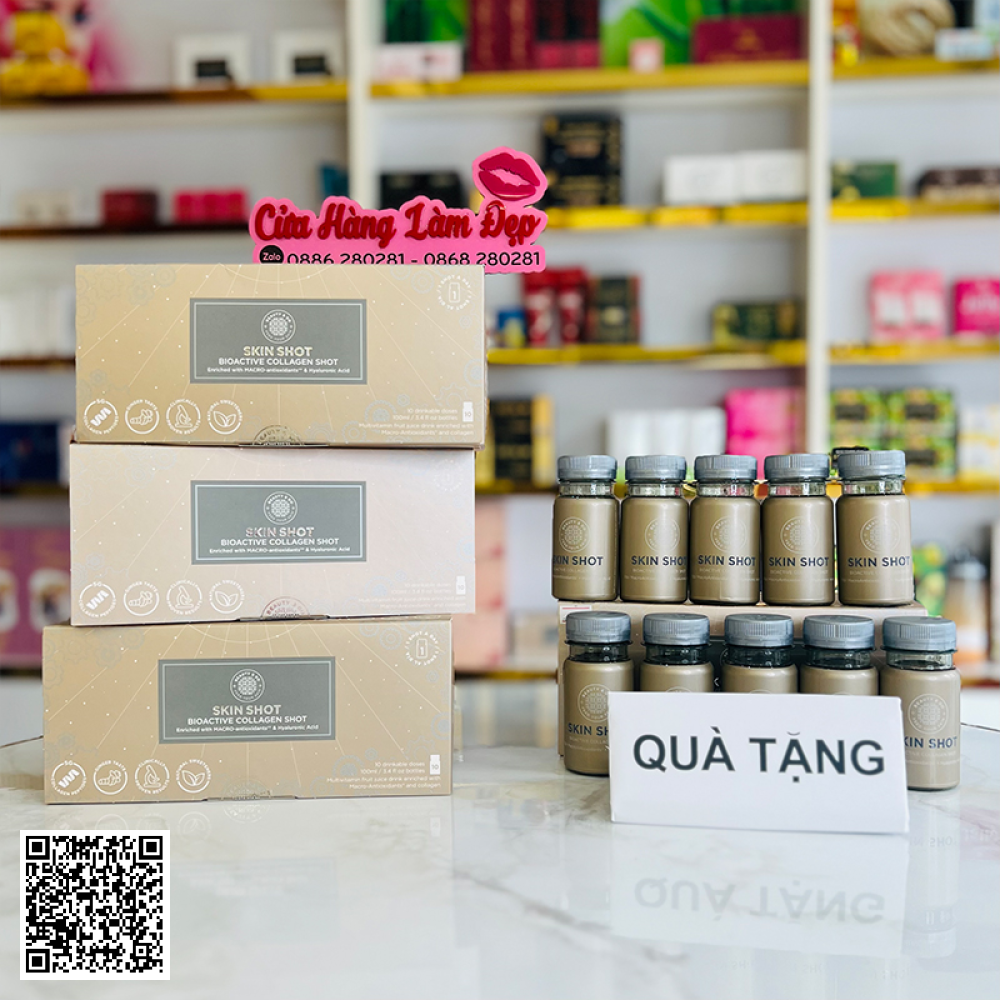 Nước Uống Collagen Skin Shot Trắng Hồng , Mờ Thâm Sạm Nám Da Của Tây Ban Nha Hộp 30 Chai * 100ml 