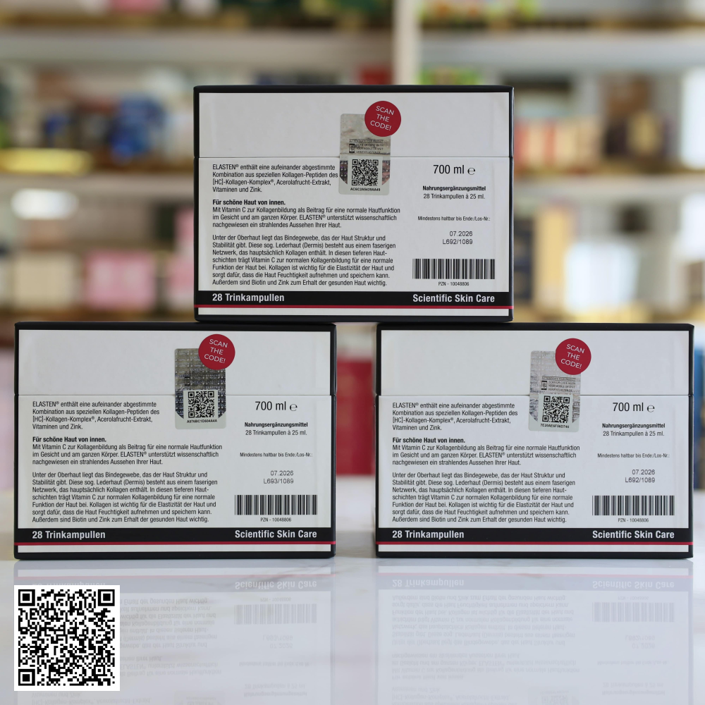 Liệu Trình Nước Uống Collagen Elasten Scientific Skin Care Từ Đức 28 Ống x 3 Hộp