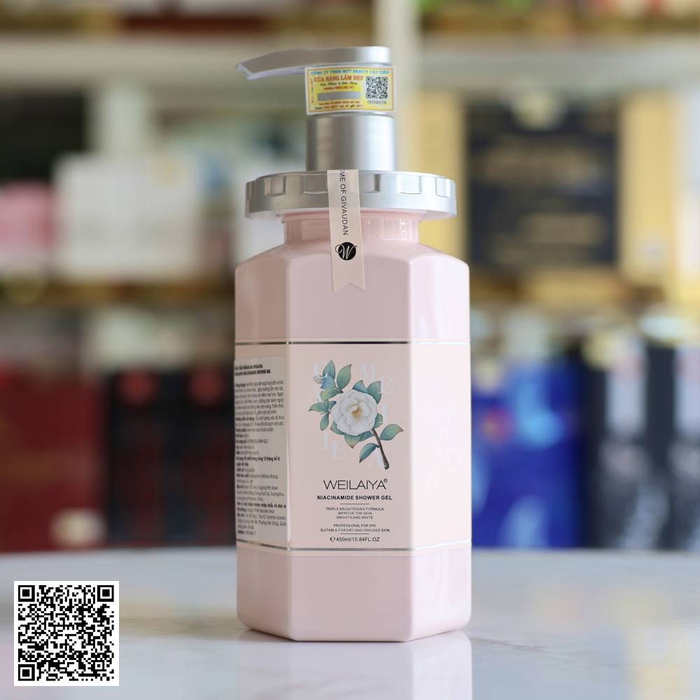 Sữa Tắm Weilaiya Niacinamide Shower Gel Trắng Da Hương Hoa Trà Từ Trung Quốc 450ml