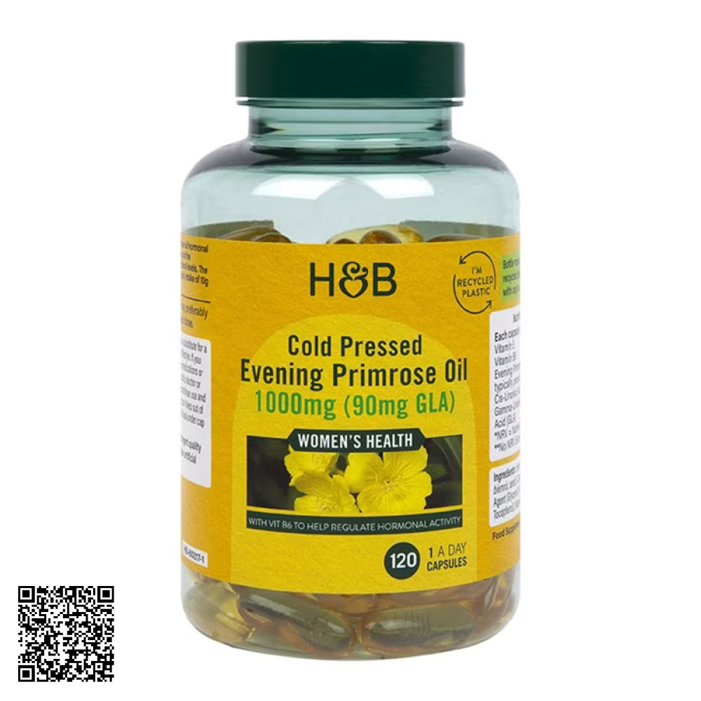 Tinh Dầu Hoa Anh thảo Holland & Barrett Cold Pressed Evening Primrose Oil 1000mg 120 Viên