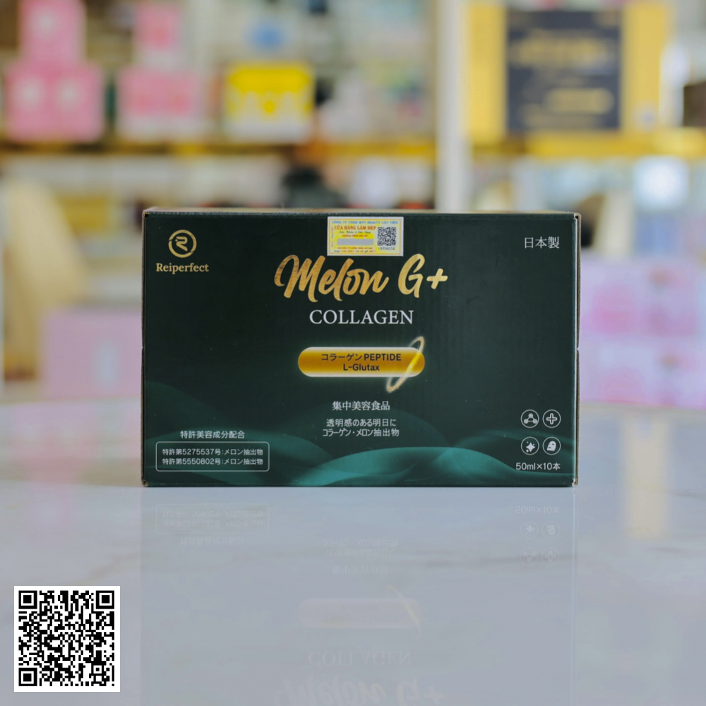 Nước Uống Trắng Da Collagen Melon G+ Reiperfect Nhật Bản Hộp 10 Chai * 50ml
