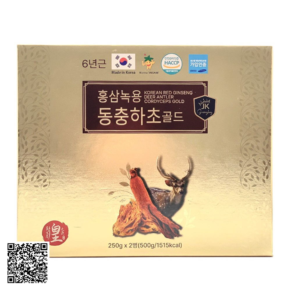 Cao Hồng Sâm Nhung Hươu Đông Trùng Ginseng King Korean Red Ginseng Deer Antler Cordyceps Gold