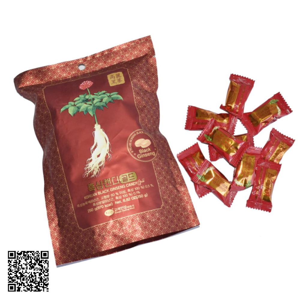 Kẹo Hắc Sâm KGS Korean Black Ginseng Candy Gold Bịch 250g