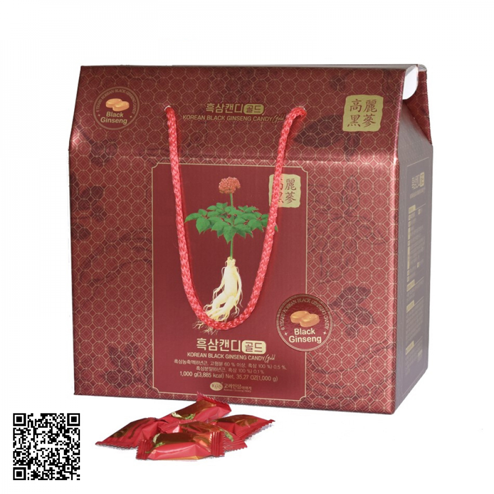 Kẹo Hắc Sâm KGS Korean Black Ginseng Candy Gold Hộp Giấy 1000g