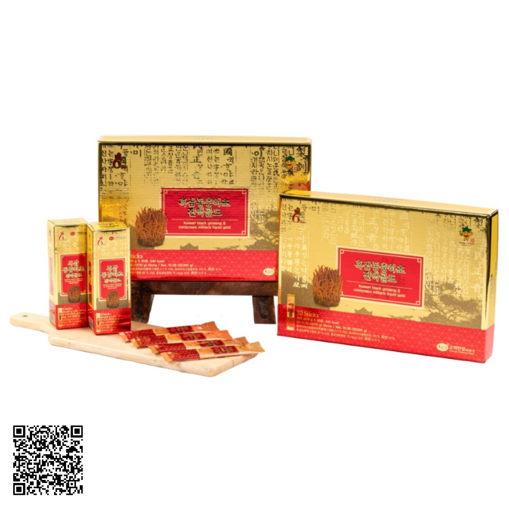 Nước Hắc Sâm Đông Trùng Hạ Thảo KGS Korean Black Ginseng Cordyceps Militaris Liquid Gold 30 Gói