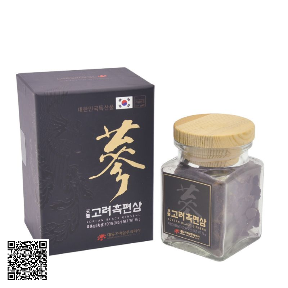 Hắc Sâm Củ Khô Thái Lát Daedong Korean Black Ginseng 1 Lọ 75g