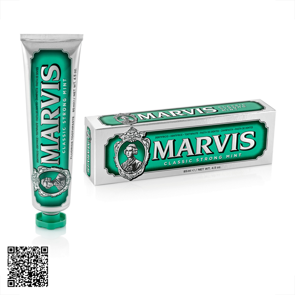 Kem Đánh Răng Marvis Classic Strong Mint Toothpaste Màu Xanh Lá Hương Bạc Hà 85ml
