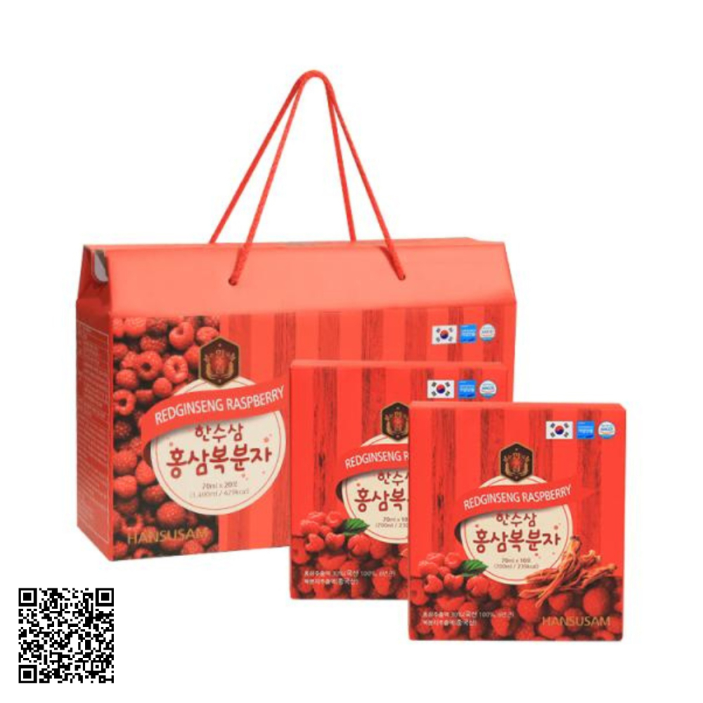 Nước Hồng Sâm Phúc Bồn Tử Hansusam Redginseng Raspberry Từ Hàn Quốc