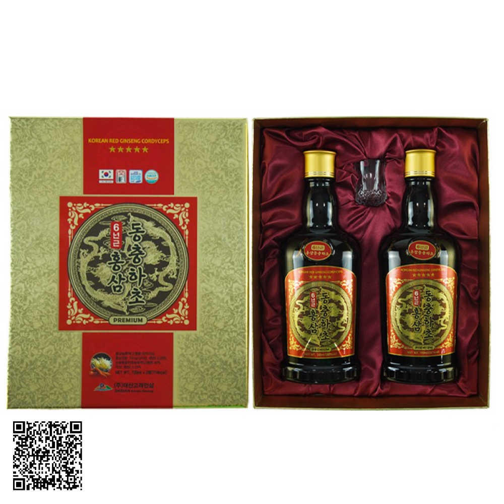 Nước Hồng Sâm Đông Trùng Daesan Korean Ginseng Premium Từ Hàn Quốc Hộp 2 Chai