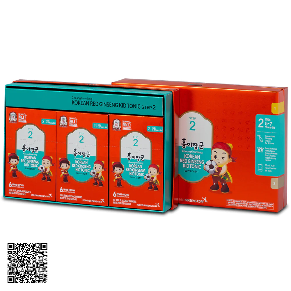 Nước Hồng Sâm Baby KGC Korean Red Ginseng Kid Tonic Supplement Step 2 Từ Hàn Quốc 30 Gói