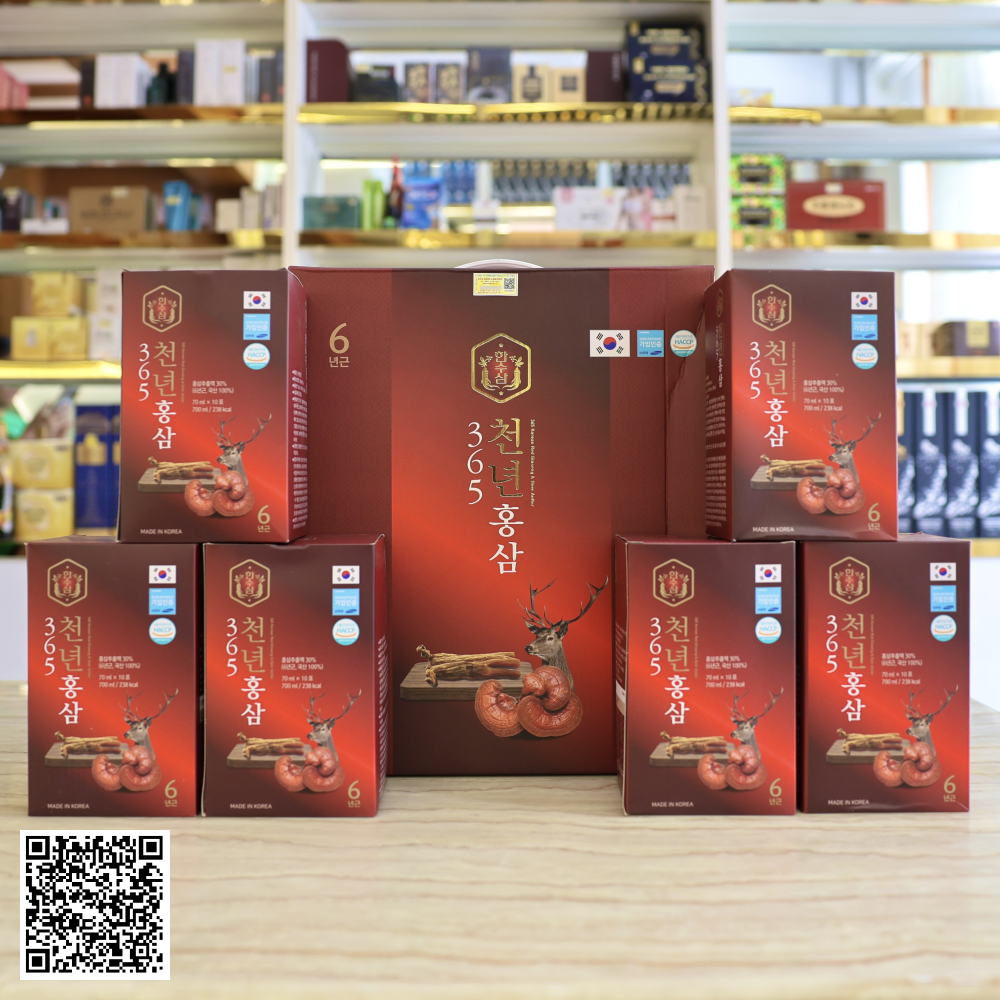 Nước Hồng Sâm Nhung Hươu Linh Chi 365 Korean Red Ginseng & Cordyceps Từ Hàn Quốc 60 Gói