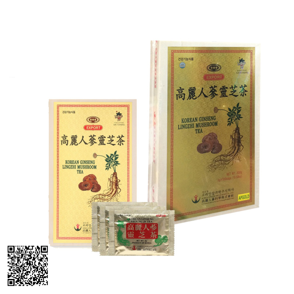 Trà Hồng Sâm Linh Chi Bio Apgold Korean Ginseng Lingzhi Mushroom Tea Từ Hàn Quốc 100 Gói