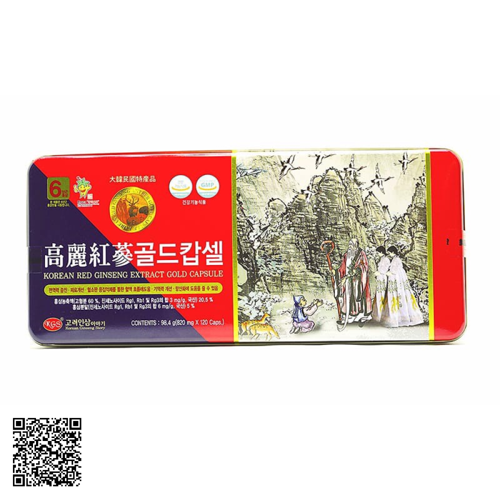Viên Hồng Sâm Nhung Hươu Linh Chi KGS Korean Red Ginseng Extract Gold Capsule 120 Viên
