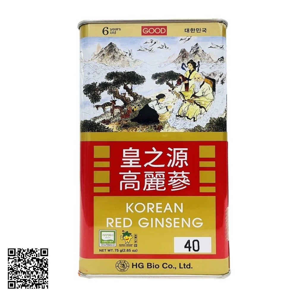 Hồng Sâm Củ Khô HG Bio Korean Red Ginseng Hộp Thiếc Từ Hàn Quốc 6 Củ