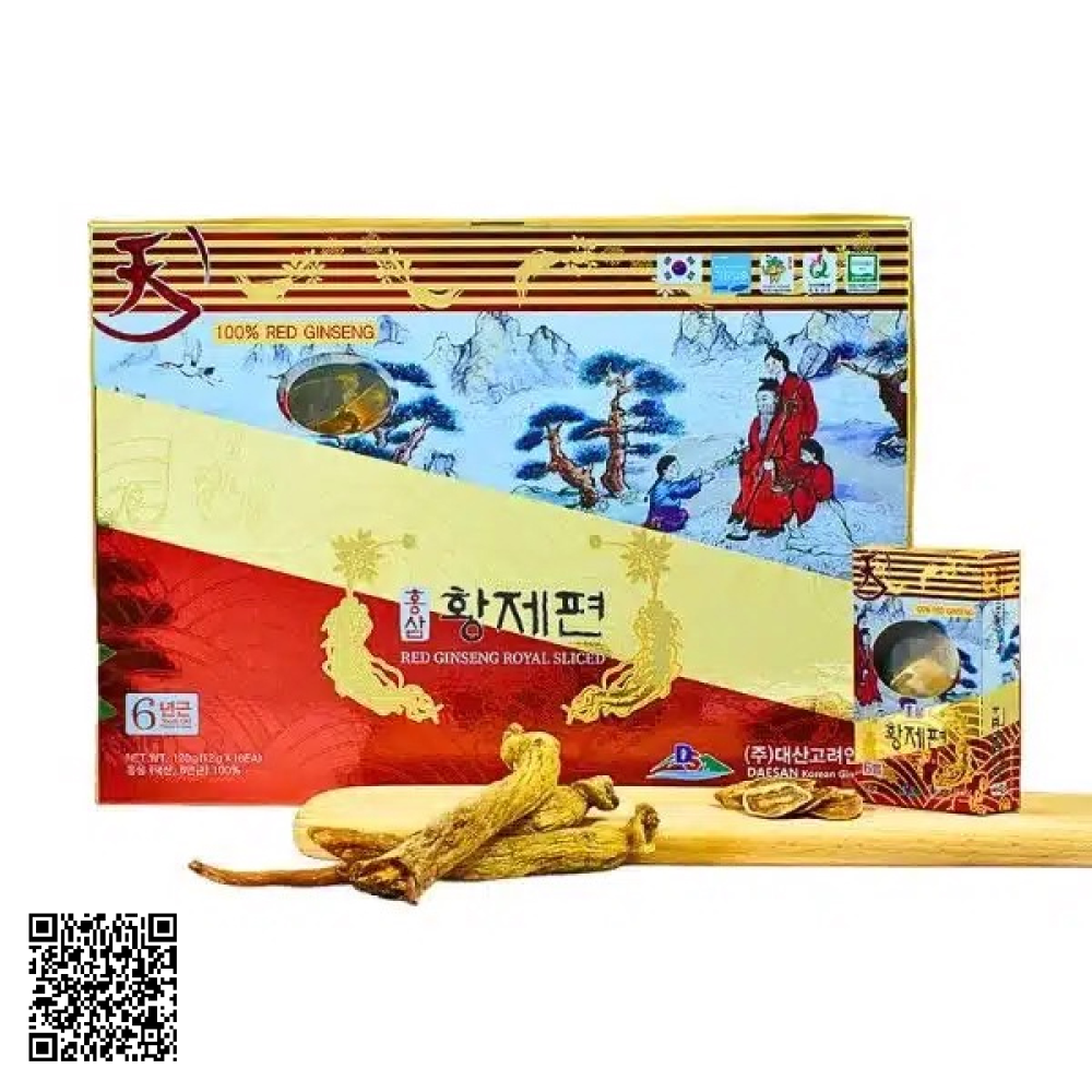 Hồng Sâm Củ Khô Thái Lát Daesan Red Ginseng Royal Sliced Từ Hàn Quốc 10 Gói