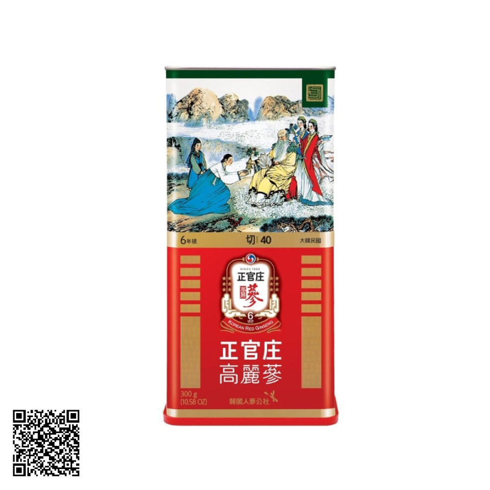 Hồng Sâm Củ Khô KGC Korean Red Ginseng Số 40 Hộp Thiếc Từ Hàn Quốc 300g