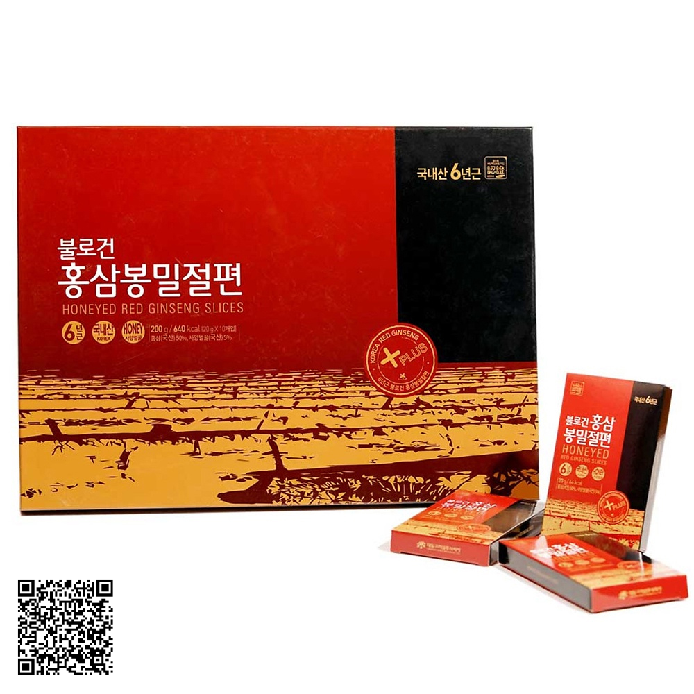 Hồng Sâm Thái Lát Tẩm Mật Ong Daedong Honeyed Red Ginseng Slice Từ Hàn Quốc 10 Gói