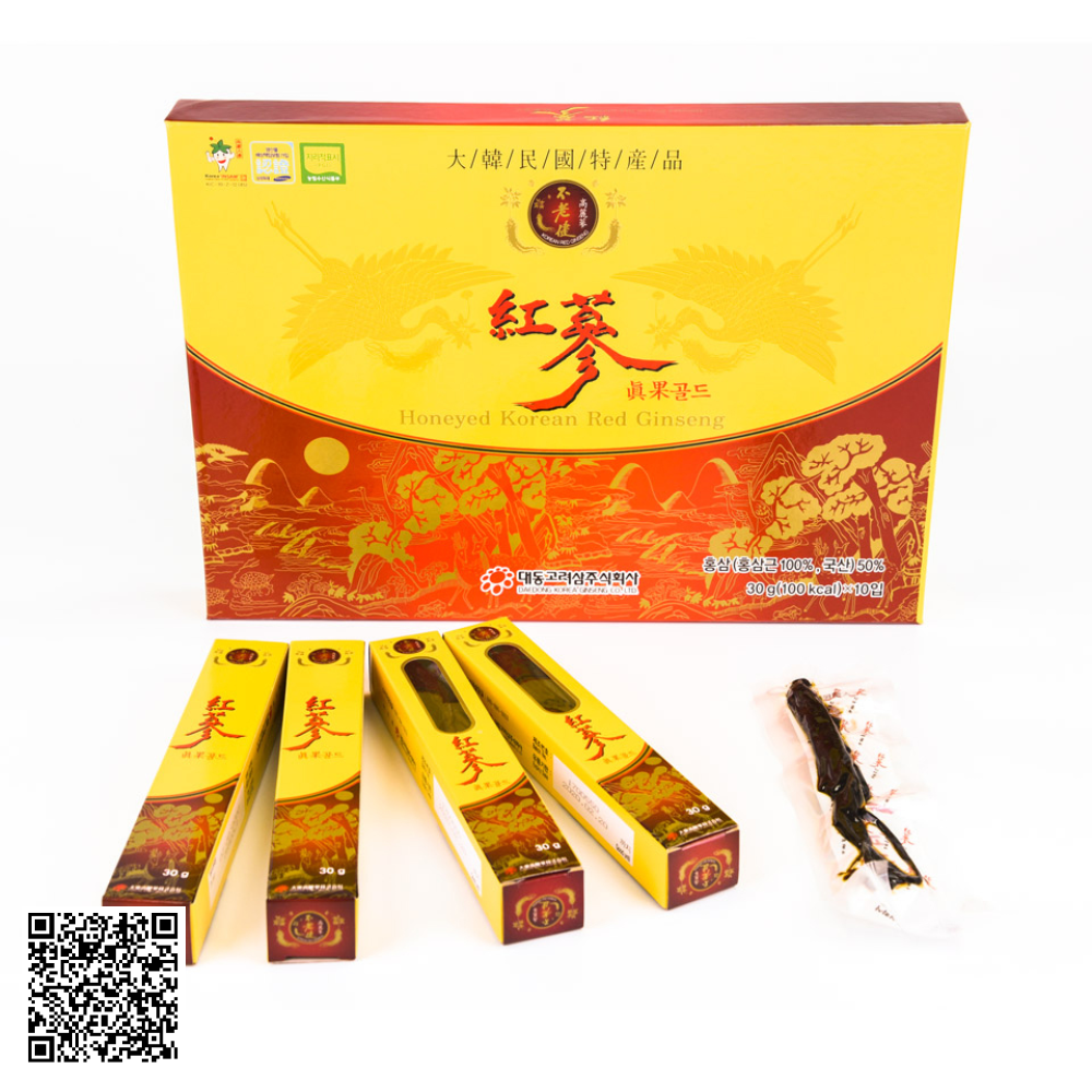 Hồng Sâm Củ Tẩm Mật Ong Daedong Honeyed Korean Red Ginseng Từ Hàn Quốc 10 Củ