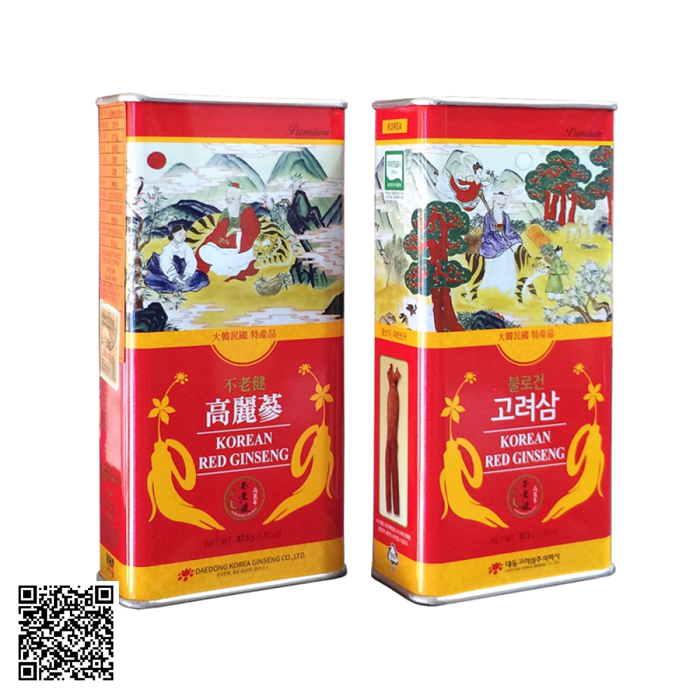 Hồng Sâm Củ Khô Daedong Korean Red Ginseng Hộp Thiếc Từ Hàn Quốc 37.5g