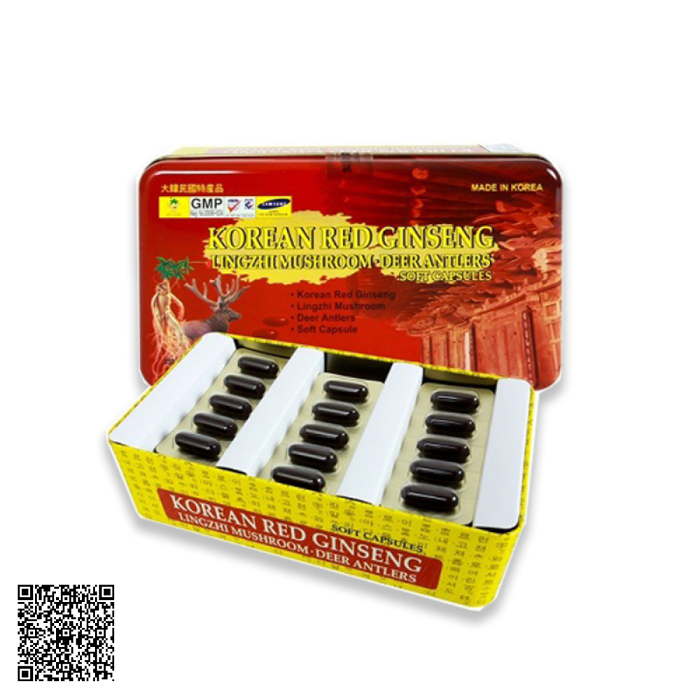 Viên Linh Chi Hồng Sâm Nhung Hươu Bio Apgold Korean Red Ginseng Lingzhi Mushroom Deer Antlers Soft Capsules 60 Viên