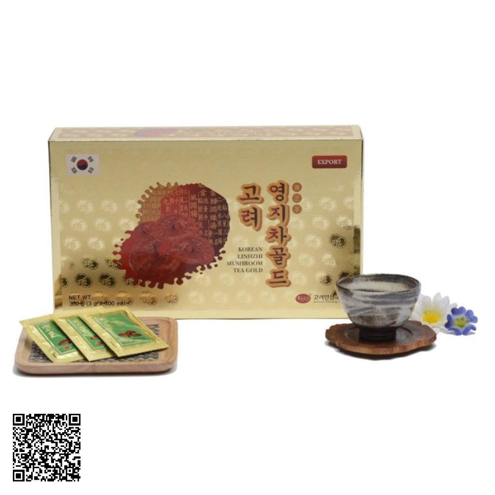 Trà Linh Chi Hàn Quốc KGS Korean Lingzhi Mushroom Tea Gold Từ Hàn Quốc 100 Gói