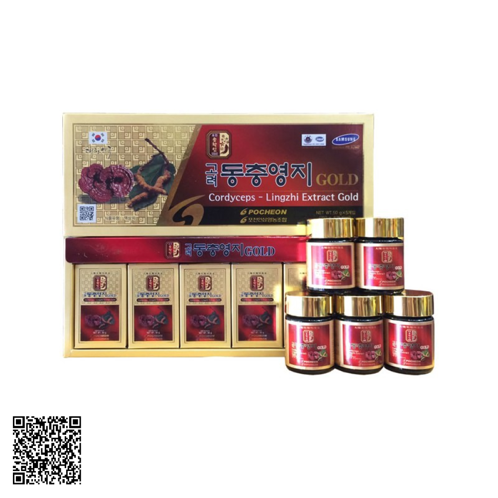 Cao Linh Chi Đông Trùng Hạ Thảo Pocheon Cordycep Lingzhi Extract Gold Từ Hàn Quốc 5 Lọ